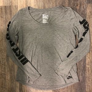 Nike Grey Long Sleeve Top With Logo